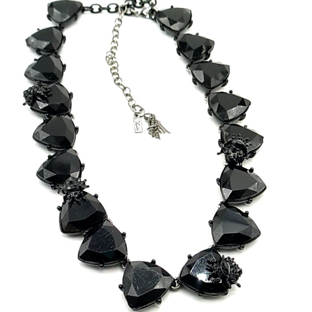 You & I Black Faceted Triangular Acrylic Stone Necklace